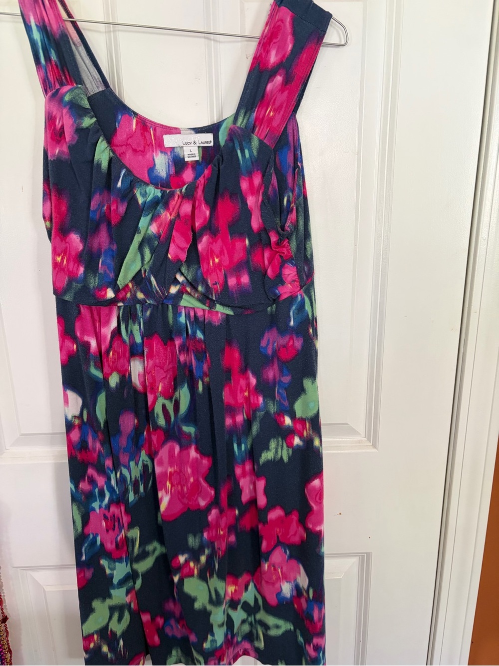 Lucy & Laurel Navy Floral Sleeveless Dress - Pink & Green